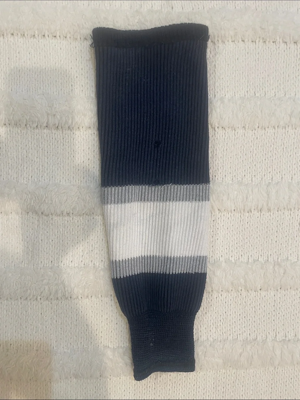 Junior Hockey socks navy blue & White Stretch Rib 19”x6 3/4” boys girls unisex